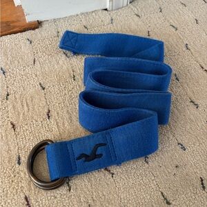 Hollister Blue Canvas Belt with Black Logo